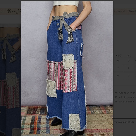 POL “ Alexia “ POL Denim Pants with Printed Contrast and Stud Detail 34 - Picture 5 of 12